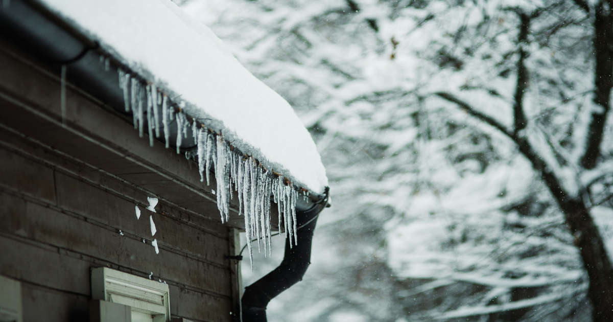 Ice hanging from gutters